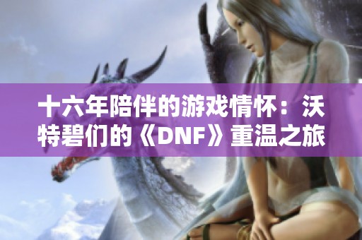 十六年陪伴的游戏情怀：沃特碧们的《DNF》重温之旅