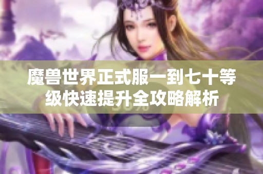 魔兽世界正式服一到七十等级快速提升全攻略解析