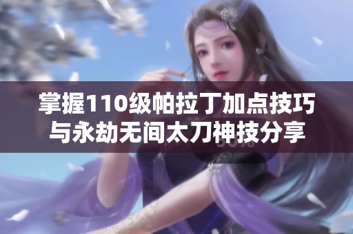 掌握110级帕拉丁加点技巧与永劫无间太刀神技分享