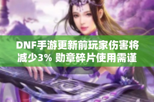 DNF手游更新前玩家伤害将减少3% 勋章碎片使用需谨慎