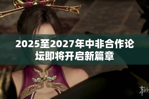 2025至2027年中非合作论坛即将开启新篇章