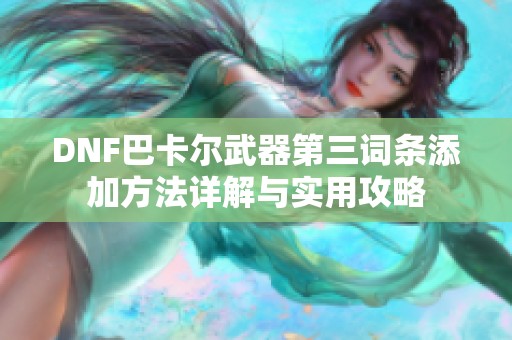 DNF巴卡尔武器第三词条添加方法详解与实用攻略