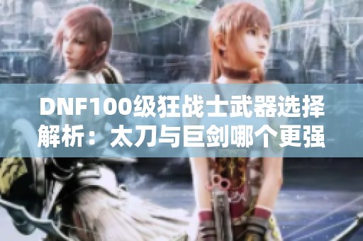 DNF100级狂战士武器选择解析：太刀与巨剑哪个更强