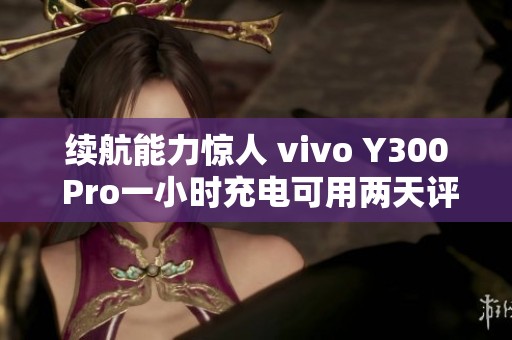 续航能力惊人 vivo Y300 Pro一小时充电可用两天评测