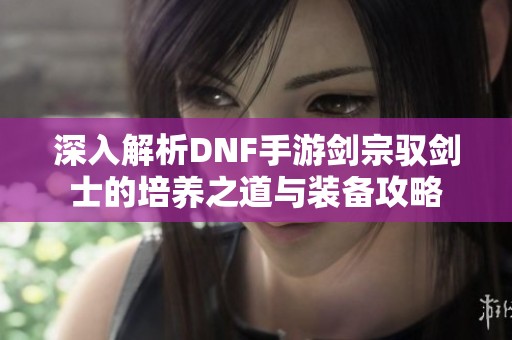 深入解析DNF手游剑宗驭剑士的培养之道与装备攻略